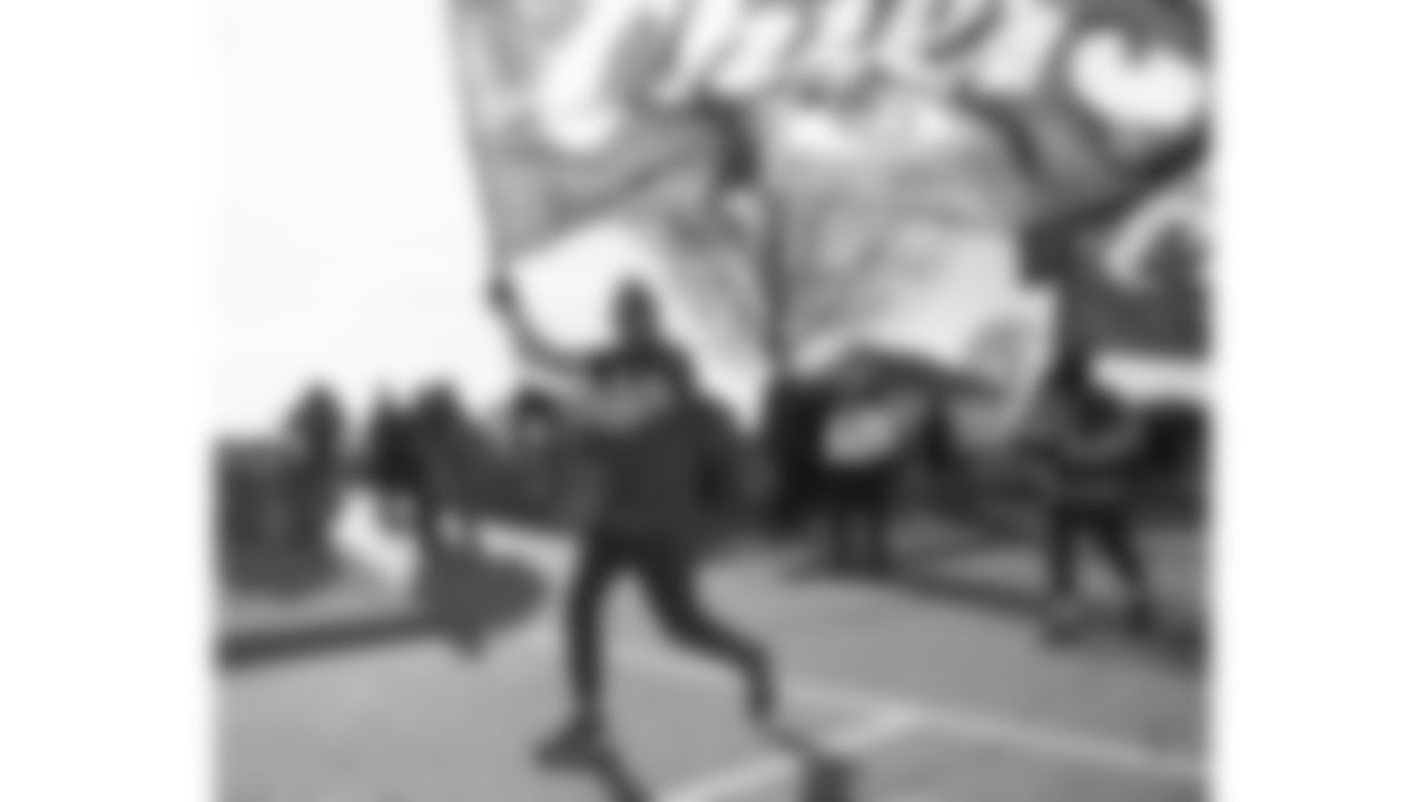 Chiefs Flag Runners prior to a week 15 NFL Football game against the Los Angeles Chargers on Sunday, December 14, 2025 in Kansas City, MO.