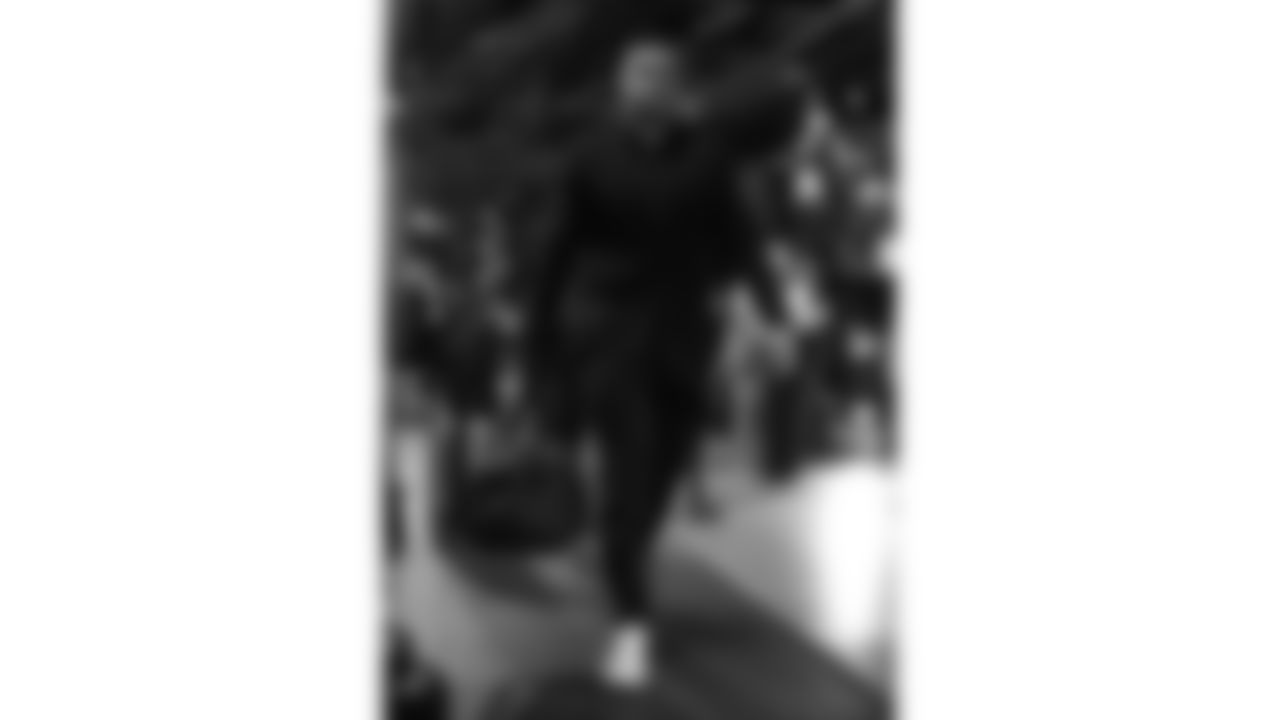 Kansas City Chiefs defensive end George Karlaftis (56) arrives prior to a week 13 NFL football game against the Dallas Cowboys on Thursday, November 27, 2025 in Arlington, TX.