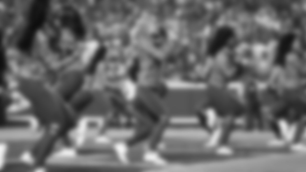 A Kansas City Chiefs Cheerleader during a week 8 NFL football game against the Washington Commanders, Monday, October 27, 2025, in Kansas City, MO.