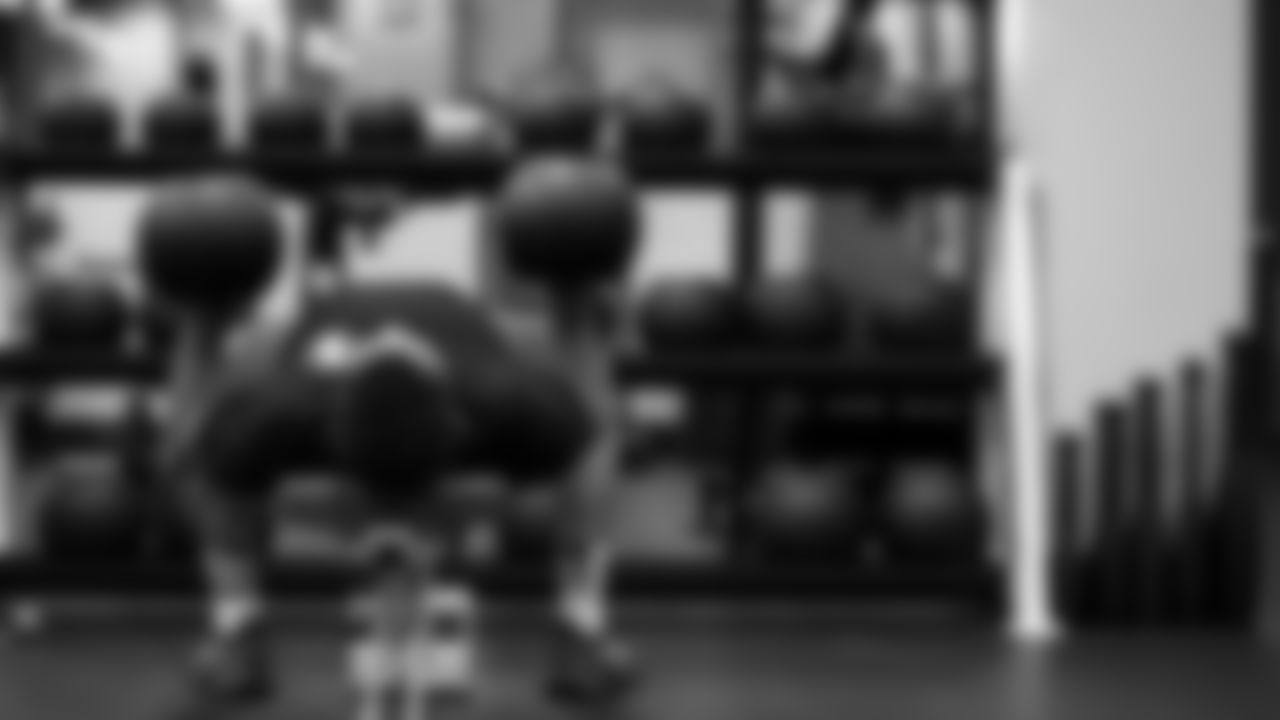 Kansas City Chiefs quarterback Patrick Mahomes (15) puts in work in the weight room on Thursday, June 5, 2025.