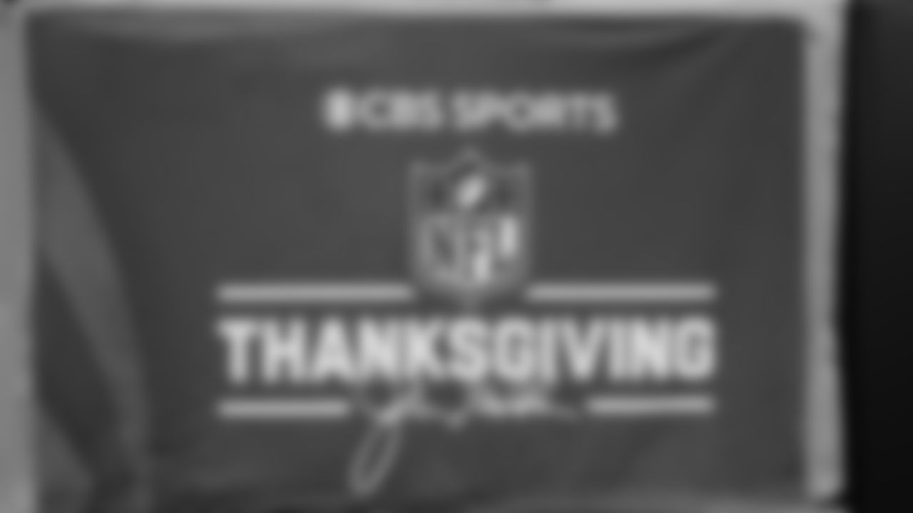 CBS signage prior to a week 13 NFL football game against the Dallas Cowboys on Thursday, November 27, 2025 in Arlington, TX.