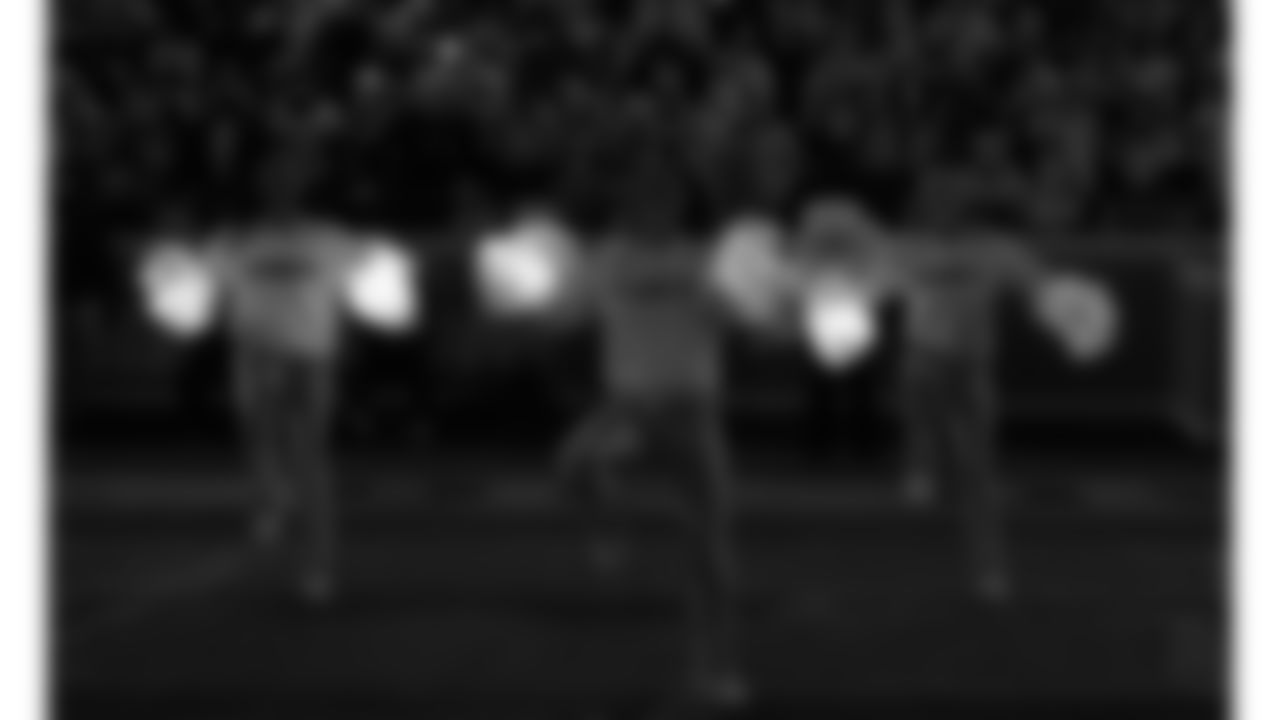 Kansas City Chiefs Cheerleaders and KC Wolf perform during a week 14 NFL Football game against the Houston Texans on Sunday, December 7, 2025 in Kansas City, MO.