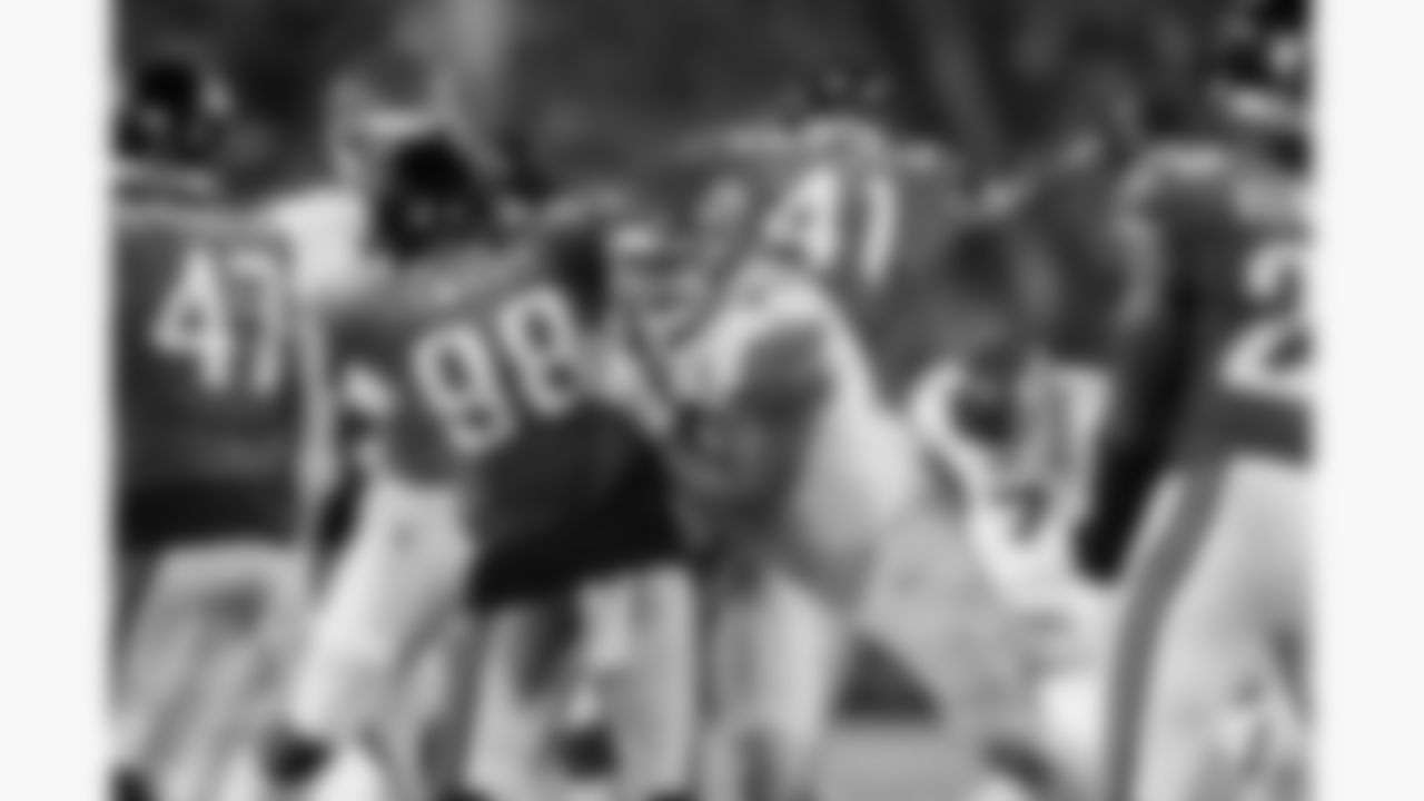 Kansas City Chiefs tackle Kingsley Suamataia (76) blocks during a field goal kick during the week 5 NFL football game against the Jacksonville Jaguars, Monday, October 6, 2025 in Jacksonville, FL.