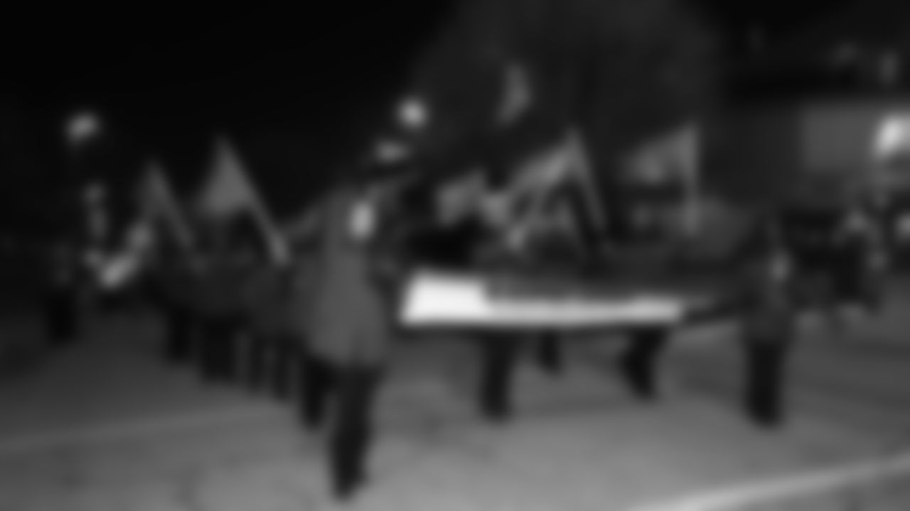 at the pregame parade prior to a week 14 NFL Football game against the Houston Texans on Sunday, December 7, 2025 in Kansas City, MO.