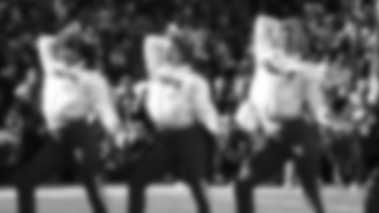 Kansas City Chiefs Cheerleaders on the field prior to a week 15 NFL Football game against the Los Angeles Chargers on Sunday, December 14, 2025 in Kansas City, MO.