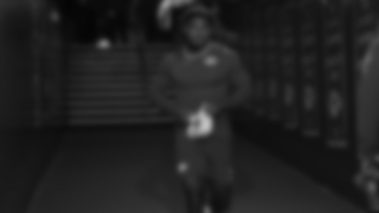 Kansas City Chiefs running back Isiah Pacheco (10) in the tunnel prior to a week 7 NFL Football game against the Las Vegas Raiders on Sunday, October 19, 2025 in Kansas City, MO.