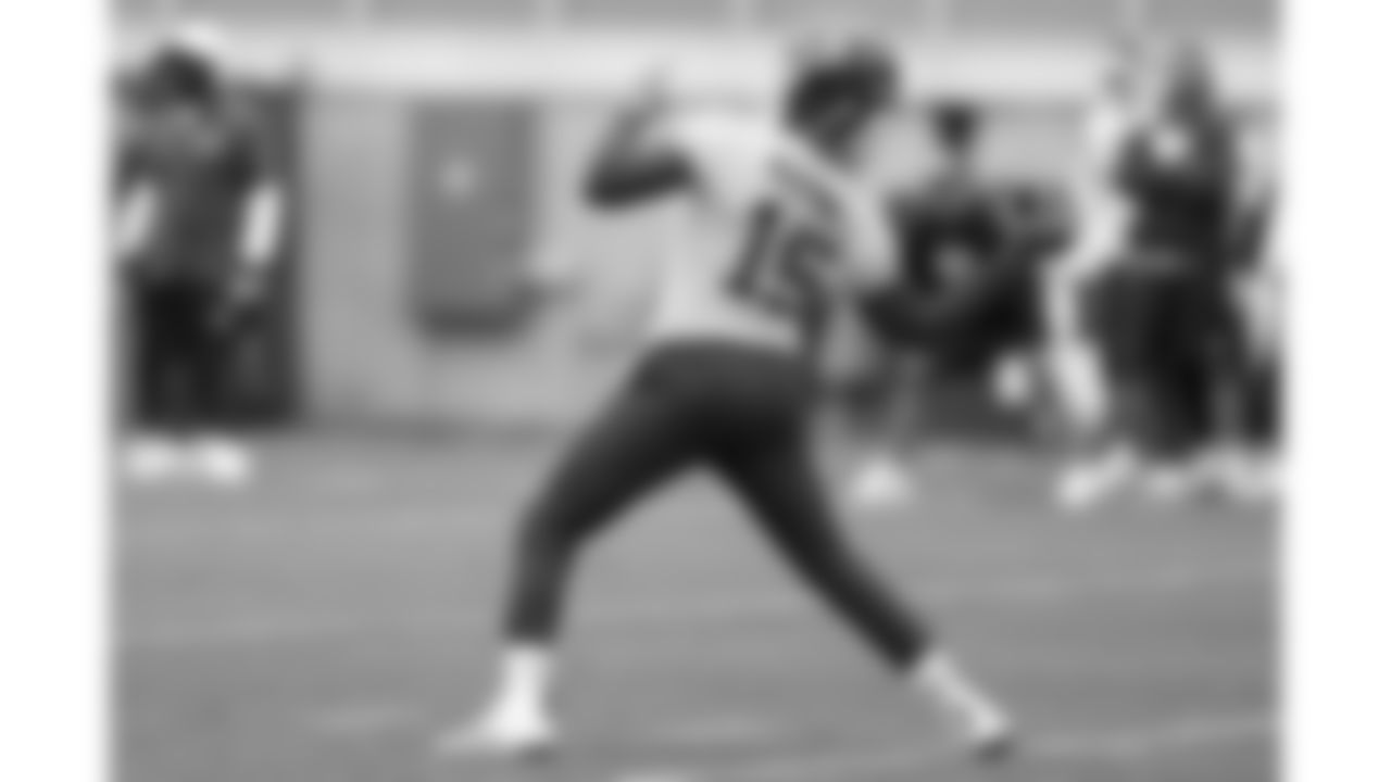 Kansas City Chiefs quarterback Patrick Mahomes (15) practices during phase 3 of OTAs on Thursday, May 29, 2025 in Kansas City, MO.
