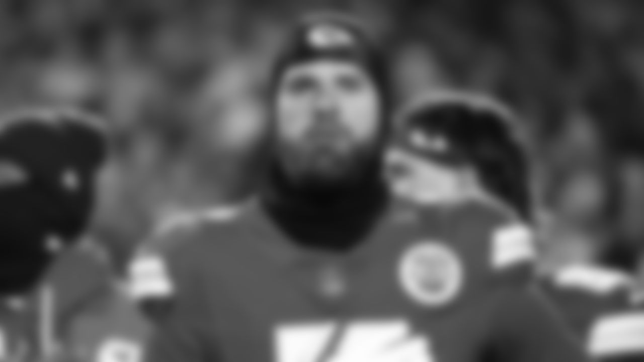 Kansas City Chiefs kicker Harrison Butker (7) during the national anthem prior to an NFL week 14 matchup against the Houston Texans, Sunday December 7, 2025.