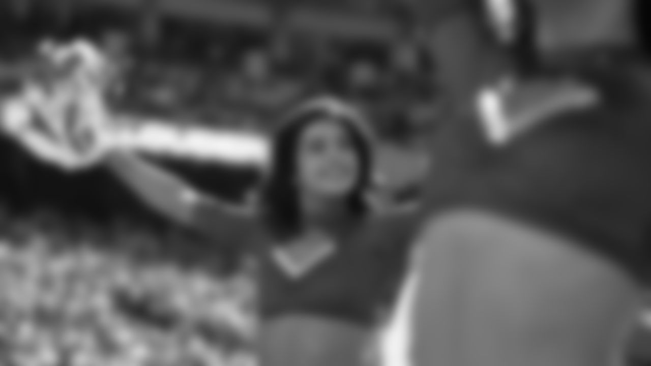 A Kansas City Chiefs Cheerleader during a week 7 NFL Football game against the Las Vegas Raiders on Sunday, October 19, 2025.