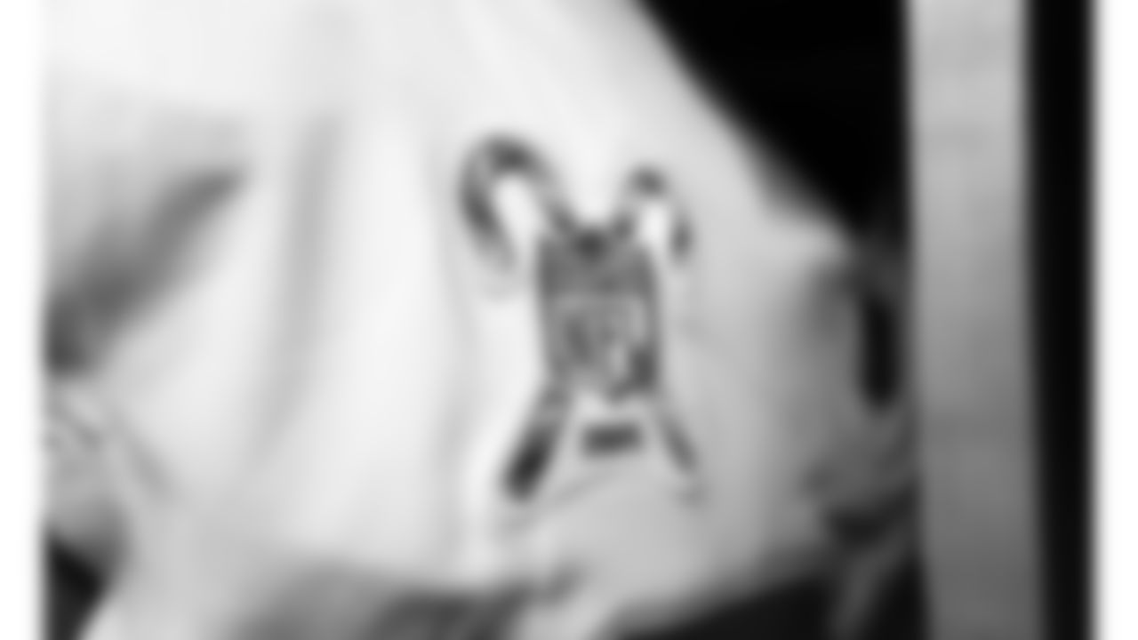 NFL Holiday Remix patch on the Kansas City Chiefs jerseys prior to a week 16 NFL football game against the Tennessee Titans on Sunday, December 21, 2025 in Nashville, Tennessee.