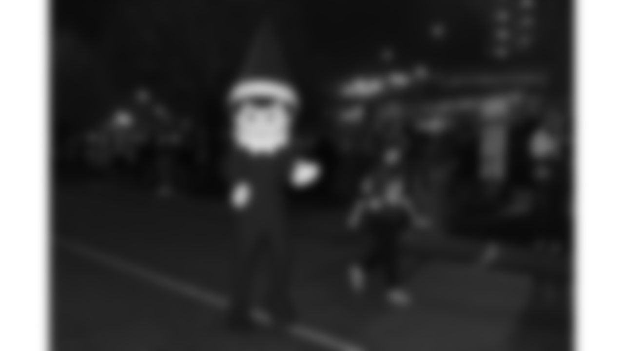 The Kansas City Chiefs Cheerleaders and Entertainment teams prior to a week 17 NFL Football game against the Denver Broncos on December 25, 2025 in Kansas City, MO.