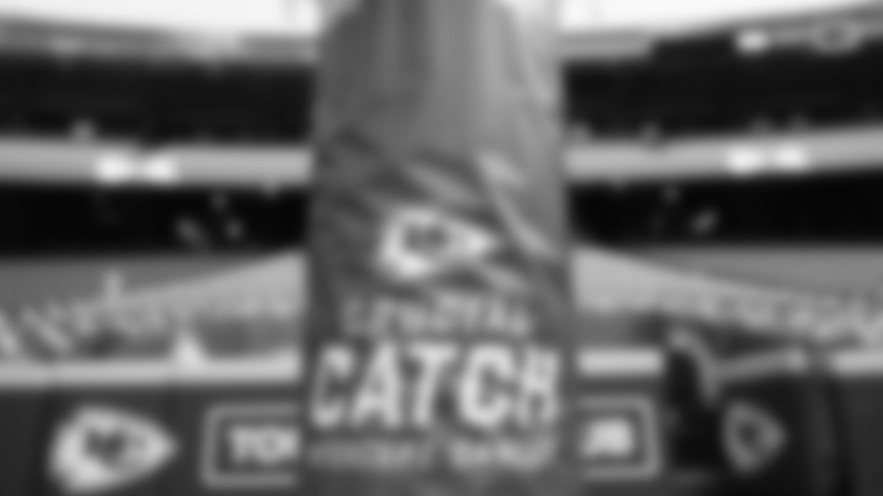 Field Goal post with Crucial Catch label prior to a week 6 NFL Football game against the Detroit Lions on Sunday, October 12, 2025 in Kansas City, MO.