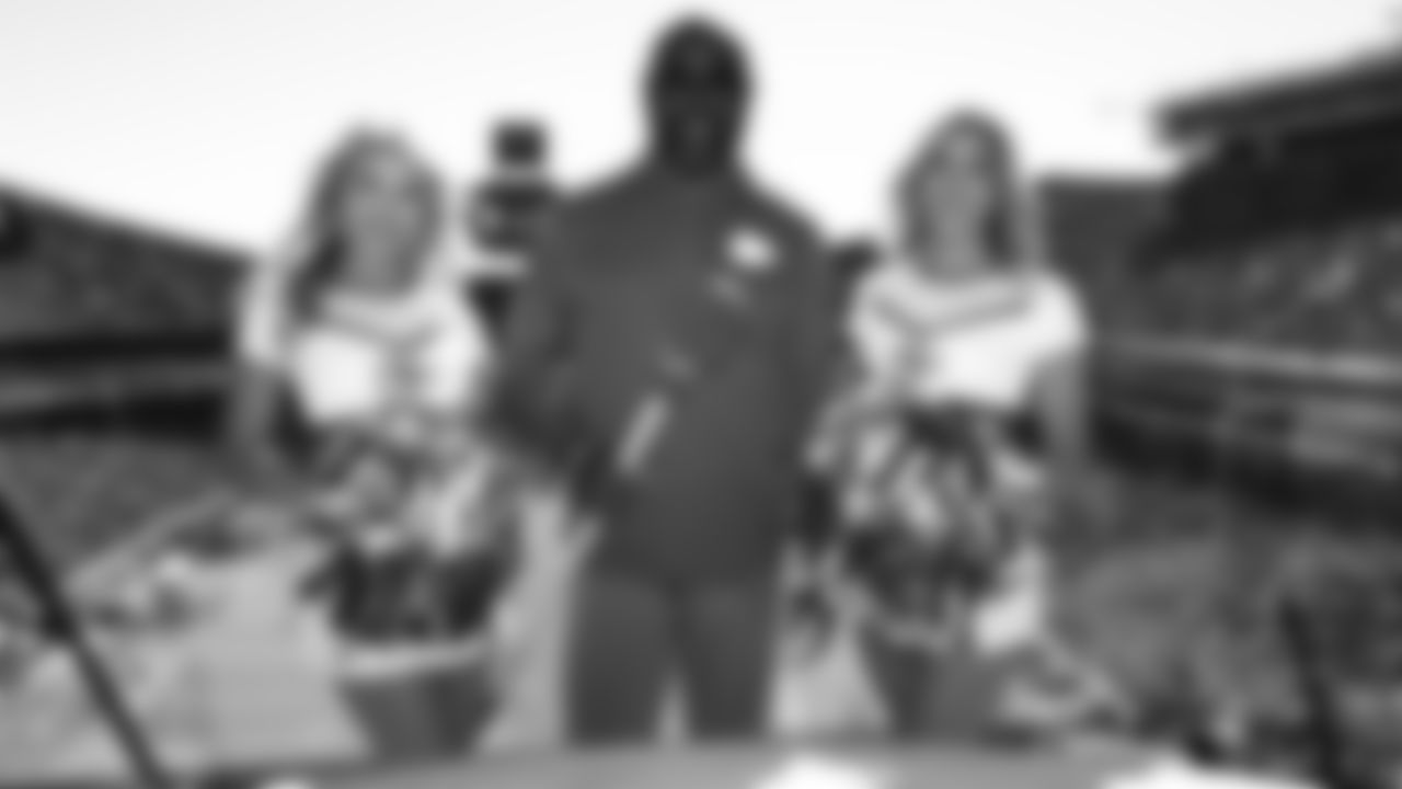 Christian Okoye on the GEHA Deck prior to a week 7 NFL Football game against the Las Vegas Raiders on Sunday, October 19, 2025 in Kansas City, MO.