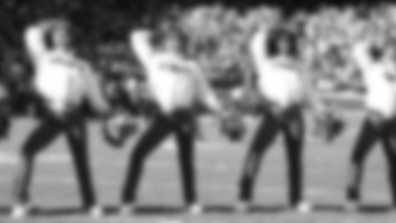 Kansas City Chiefs Cheerleaders on the field prior to a week 15 NFL Football game against the Los Angeles Chargers on Sunday, December 14, 2025 in Kansas City, MO.