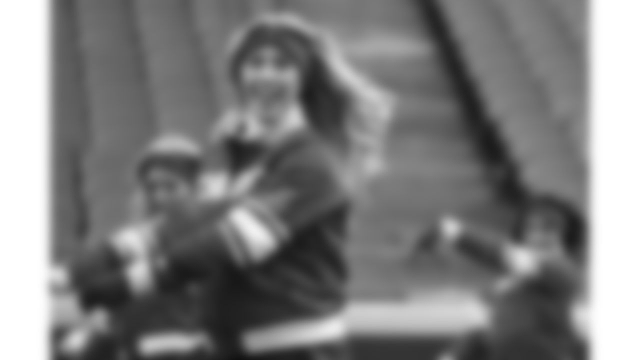 Kansas City Chiefs Cheerleaders practice on the field prior to a week 14 NFL Football game against the Houston Texans on Sunday, December 7, 2025 in Kansas City, MO.