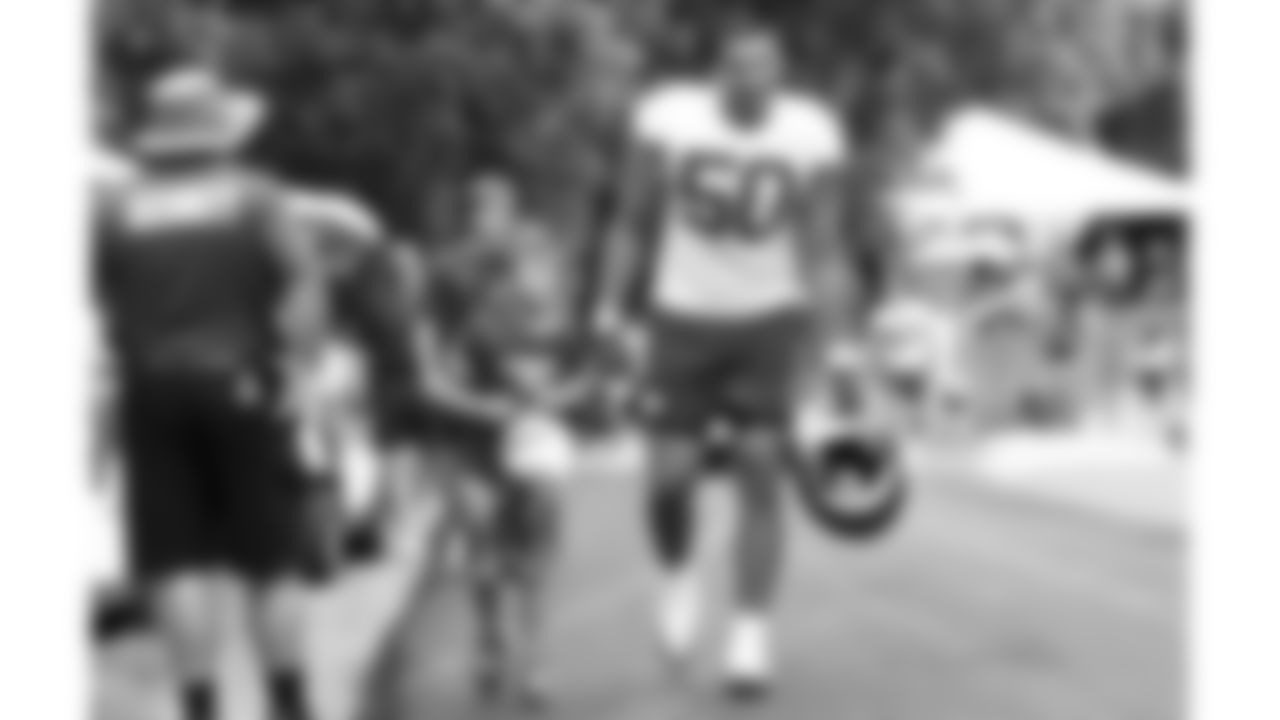Kansas City Chiefs linebacker Brandon George (50) during the helmet walk after training camp on day 3 of practice Thursday, July 24, 2025.