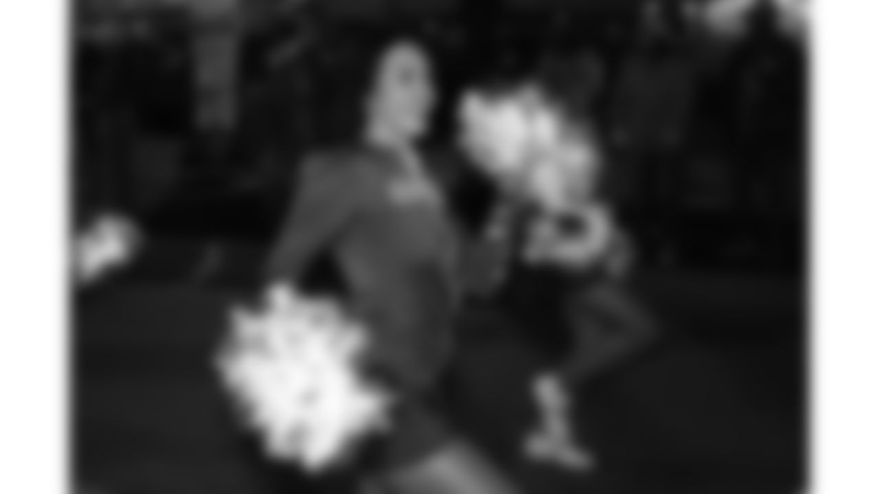 The Kansas City Chiefs Cheerleaders and Entertainment teams prior to a week 17 NFL Football game against the Denver Broncos on December 25, 2025 in Kansas City, MO.