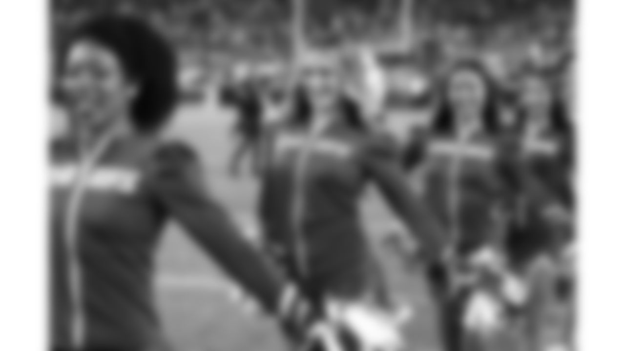 The Kansas City Chiefs Cheerleaders and Entertainment teams prior to a week 17 NFL Football game against the Denver Broncos on December 25, 2025 in Kansas City, MO.