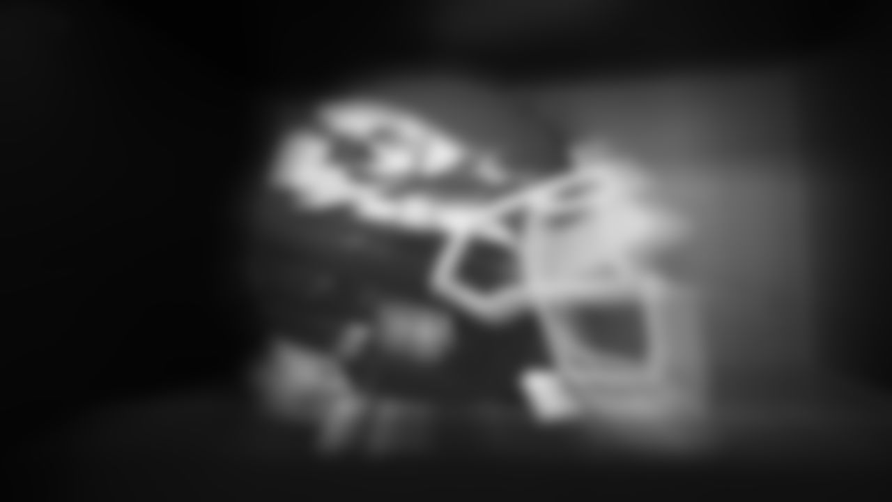 Kansas City Chiefs helmet in the locker room prior to a week 7 NFL Football game against the Las Vegas Raiders on Sunday, October 19, 2025 in Kansas City, MO.