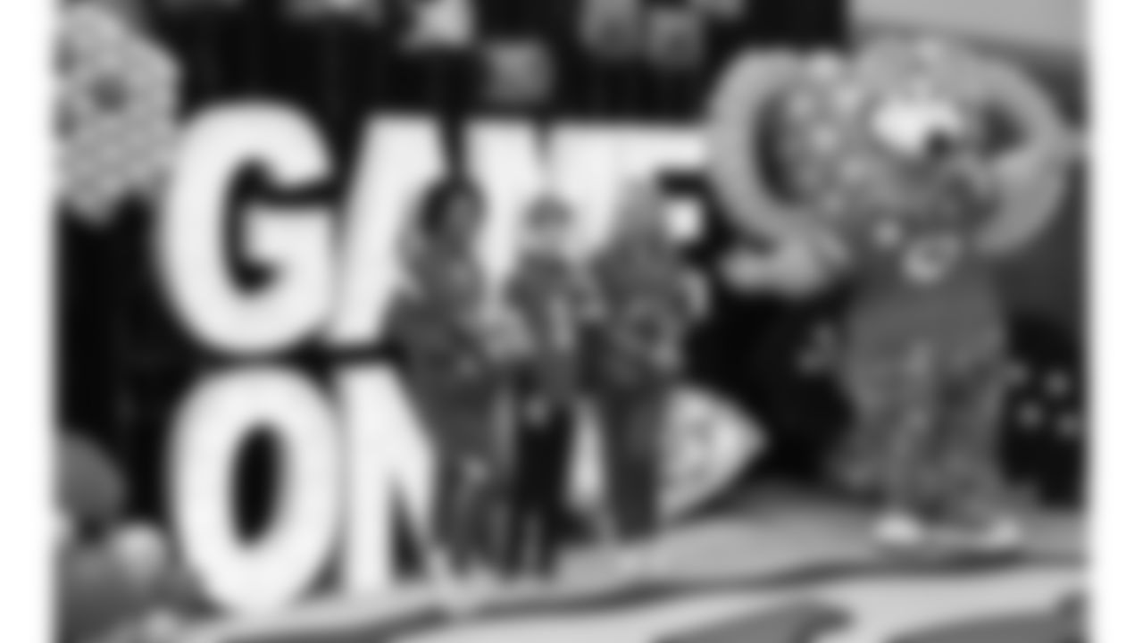 Kansas City Chiefs Cheerleaders and KC Wolf with fans at the Game On! event on Saturday, October 25th at Arrowhead Stadium in Kansas City, MO.