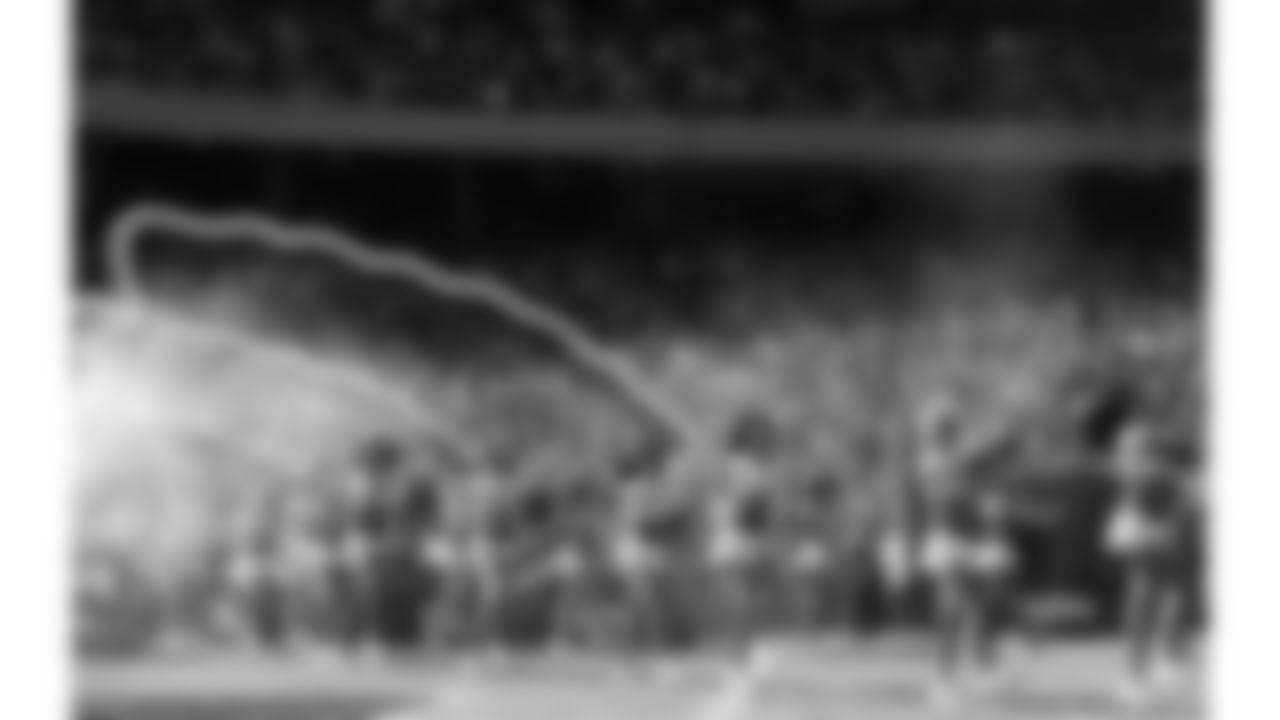 The Kansas City Chiefs Cheerleaders enter the field during a week 7 NFL Football game against the Las Vegas Raiders on Sunday, October 19, 2025.