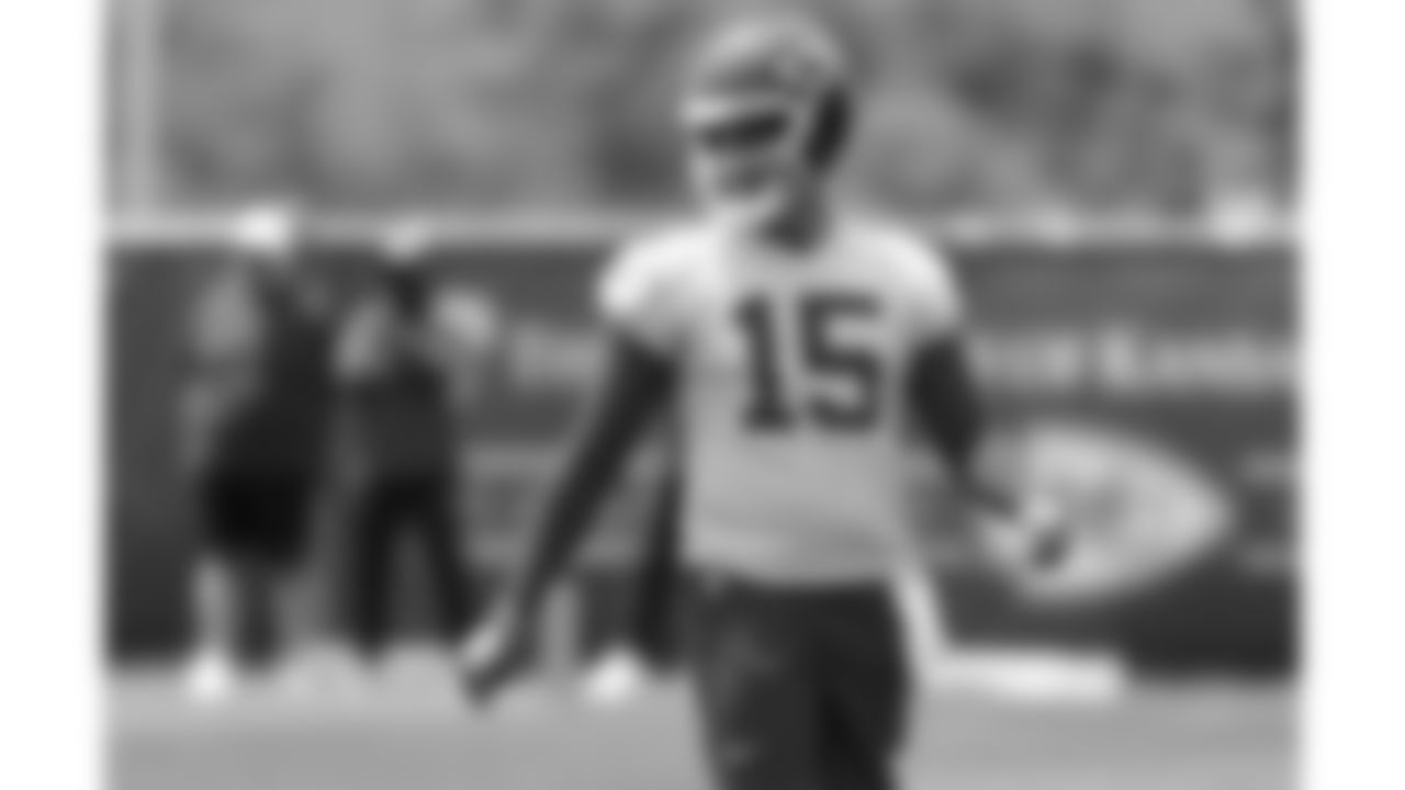 Kansas City Chiefs quarterback Patrick Mahomes (15) practices during phase 3 of OTAs on Monday June 2, 2025 in Kansas City, MO.