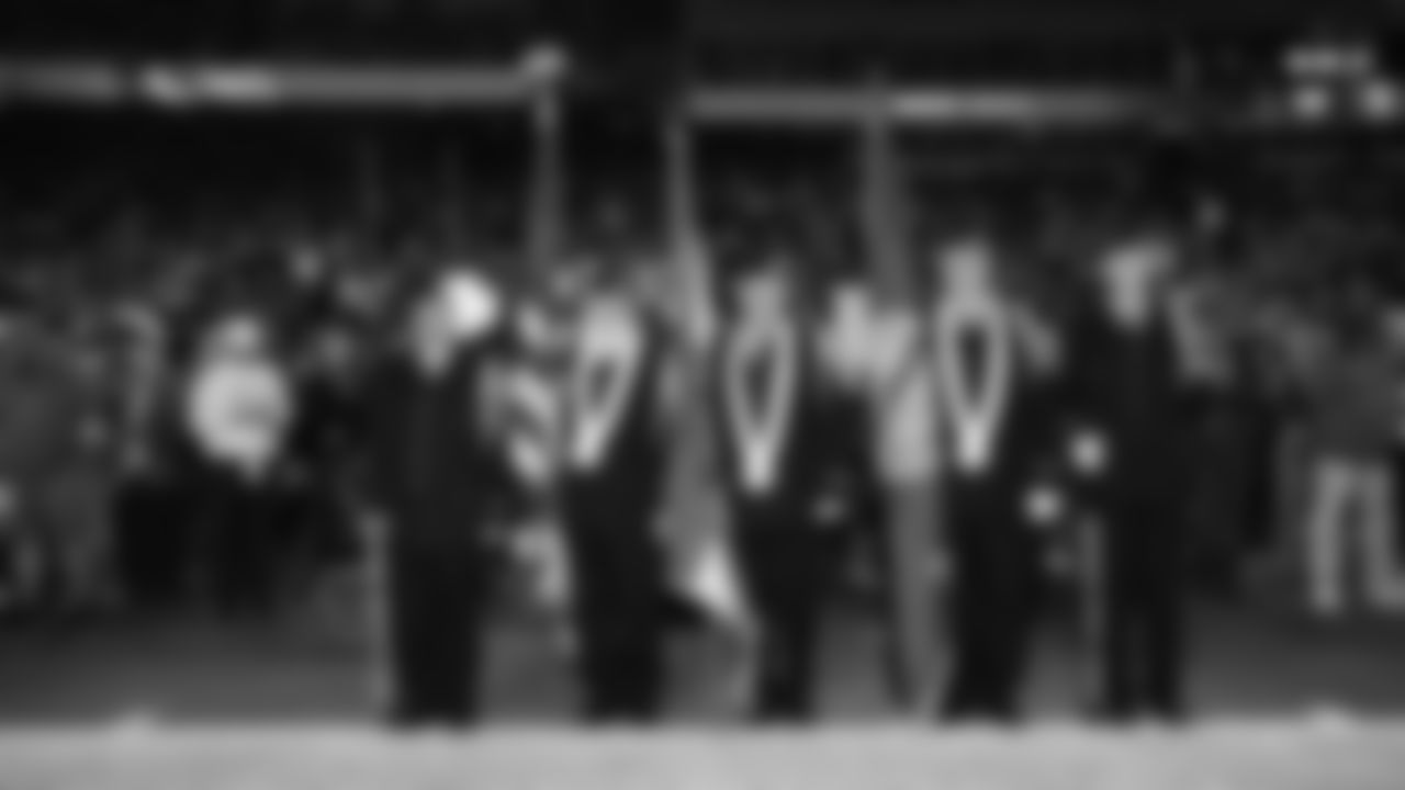 The American Legion Band of Greater Kansas City Color Guard prior to a week 8 NFL Football game against the Washington Commanders on Monday, October 27, 2025 in Kansas City, MO.