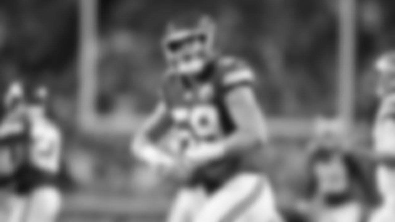Kansas City Chiefs linebacker Cooper McDonald (59) celebrates during a week 6 NFL Football game against the Detroit Lions on Sunday, October 12, 2025 in Kansas City, MO.