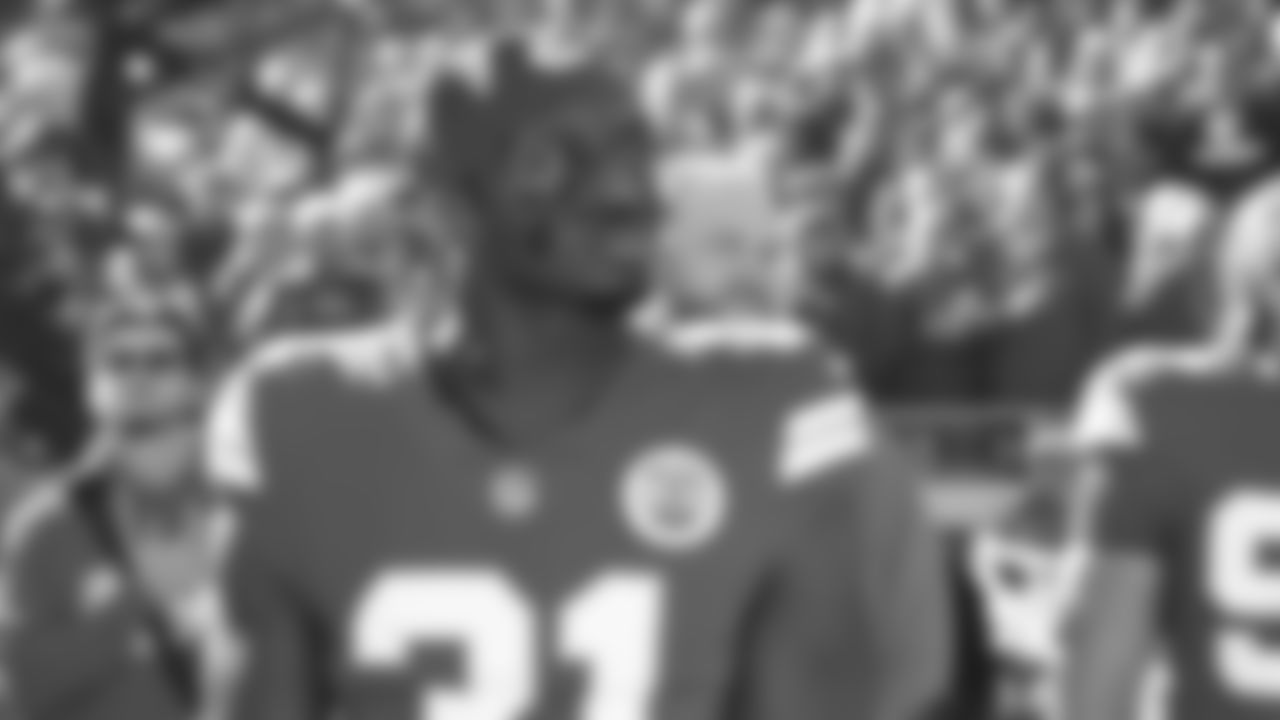 Kansas City Chiefs linebacker Jeffrey Bassa (31) looks on prior to a week 12 NFL Football game against the Indianapolis Colts on Sunday, November 23, 2025 in Kansas City, MO