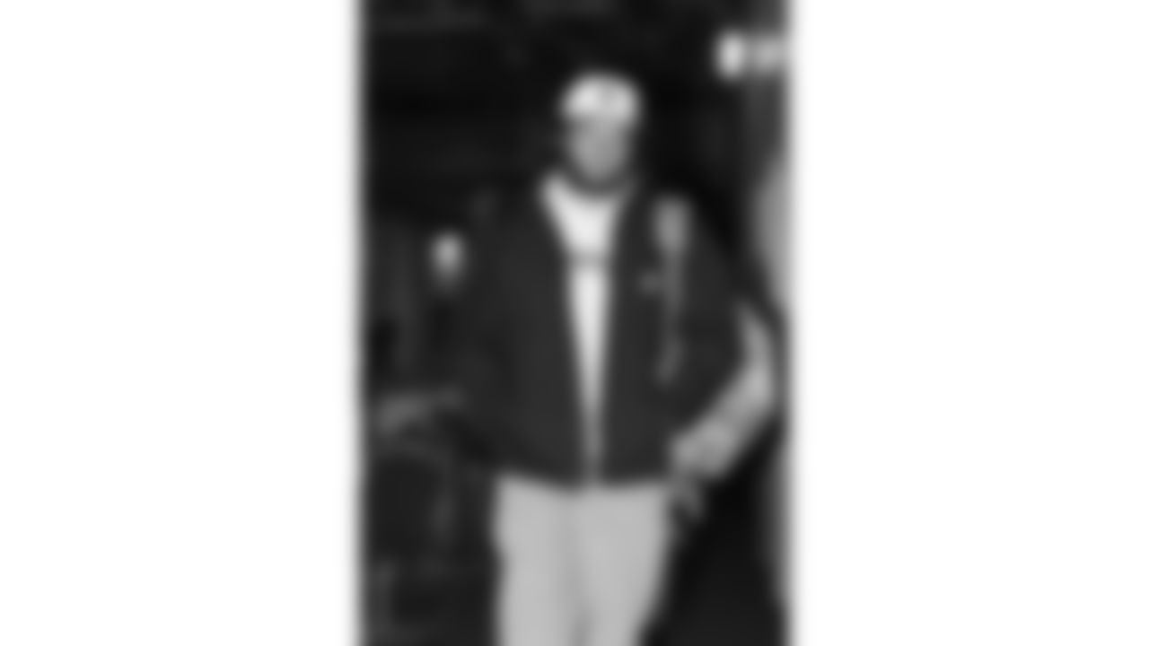 Kansas City Chiefs defensive end Ashton Gillotte (97) arrives at Nissan Stadium prior to a week 16 NFL Football game against the Tennessee Titans on Sunday, December 21, 2025 in Nashville, Tennessee.