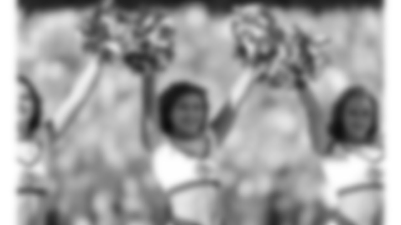Kansas City Chiefs Cheerleaders on the field during a week 7 NFL Football game against the Las Vegas Raiders on Sunday, October 19, 2025.