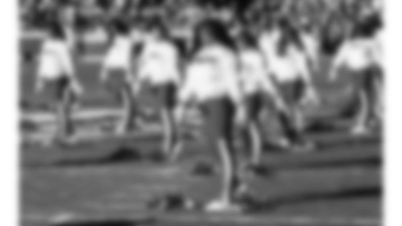 Kansas City Chiefs Cheerleaders on the field prior to a week 15 NFL Football game against the Los Angeles Chargers on Sunday, December 14, 2025 in Kansas City, MO.