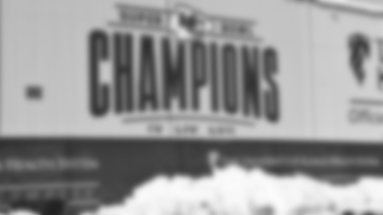 Super Bowl Champions signage during practice for the NFL Wild Card Round football game on Wednesday, January 10, 2024 in Kansas City, MO.