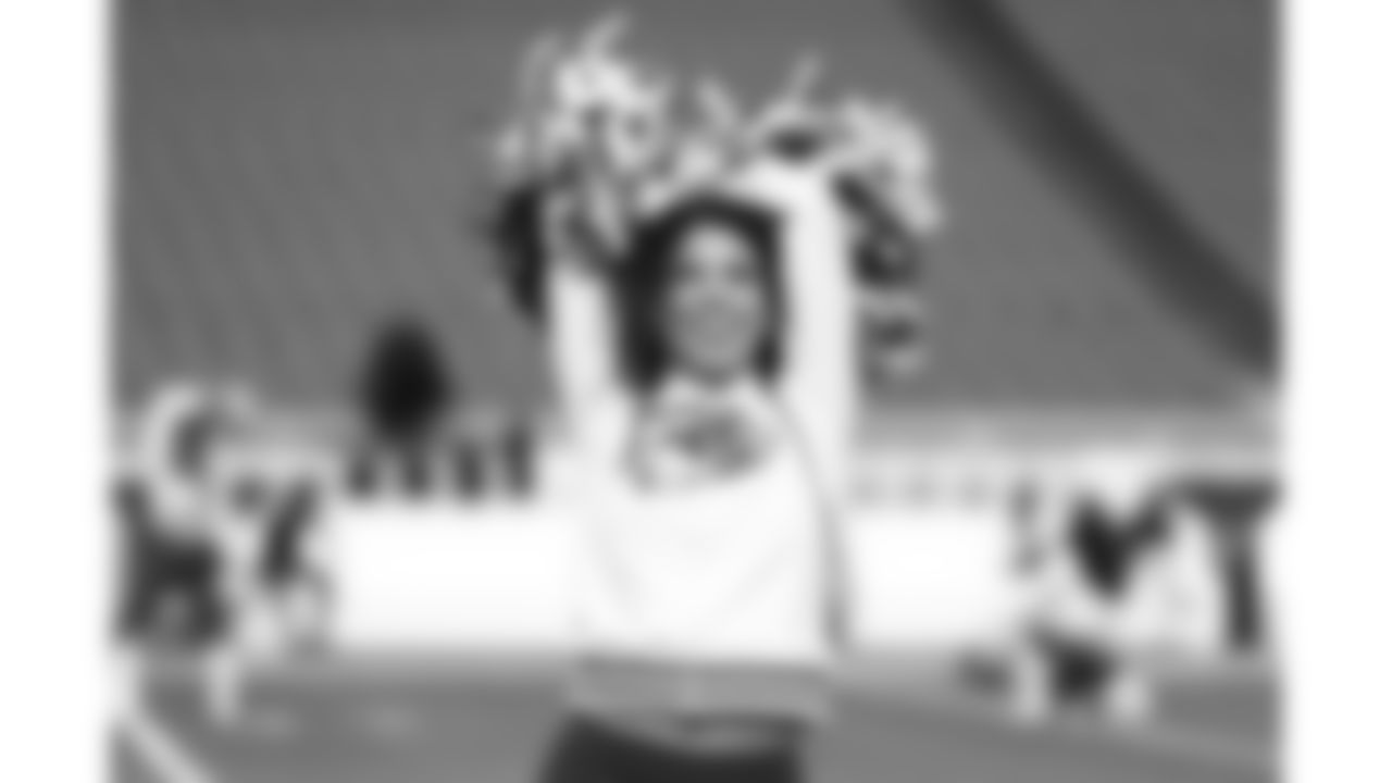 The Kansas City Chiefs Cheerleaders and Entertainment teams prior to a week 17 NFL Football game against the Denver Broncos on December 25, 2025 in Kansas City, MO.