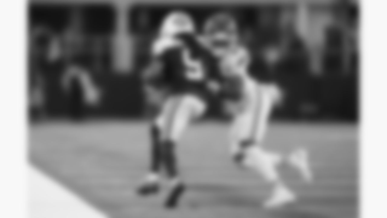 Kansas City Chiefs defensive back Nohl Williams (20) blocks a Cowboys receiver during a week 13 NFL Football game against the Dallas Cowboys on Thursday, November 27, 2025 in Dallas, Texas.