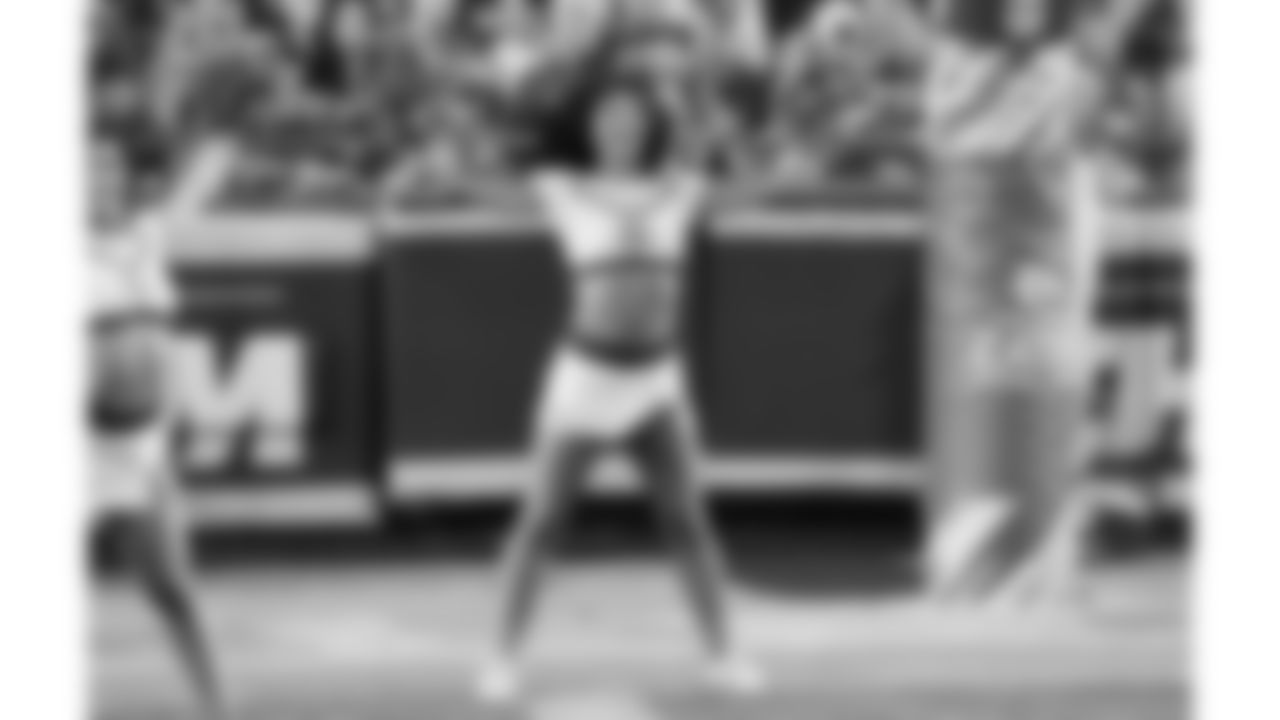 A Kansas City Chiefs Cheerleader during the week 6 NFL football game against the Detroit Lions, Sunday, October 12, 2025 in Kansas City, MO.