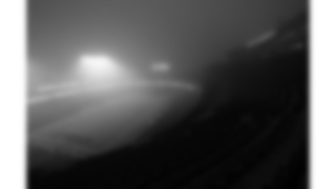 A wide view of fog over GEHA Field at Arrowhead Stadium prior to a week 12 NFL football game against the Indianapolis Colts, Sunday, November 23, 2025 in Kansas City, MO.