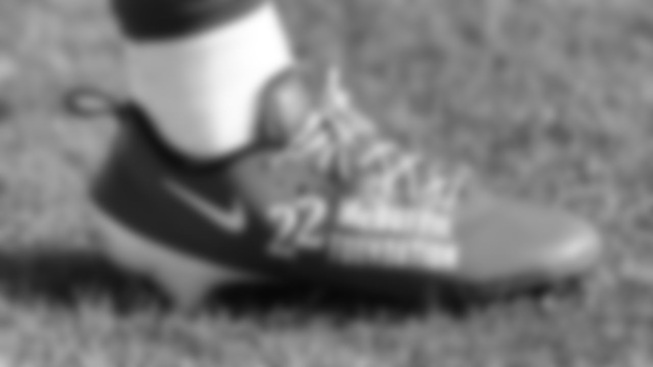 Kansas City Chiefs cornerback Trent McDuffie (22) and his My Cause My Cleats prior to a week 12 NFL Football game against the Indianapolis Colts on Sunday, November 23, 2025 in Kansas City, MO