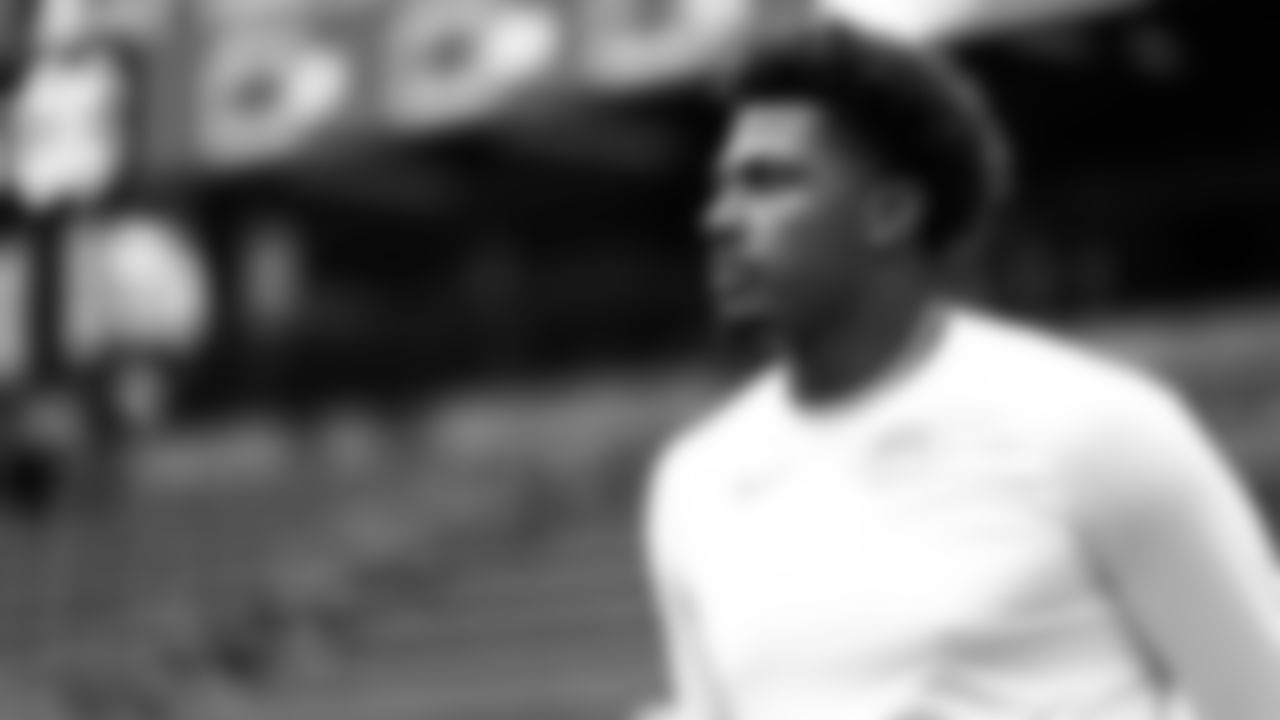 Kansas City Chiefs tight end Tre Watson (49) looks on prior to a preseason week 2 NFL football game against the Seattle Seahawks, Friday, August 15, 2025 in Seattle, WA.