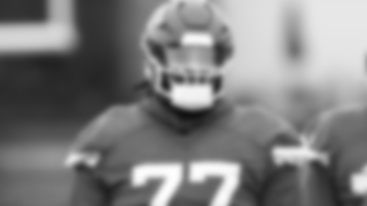 Kansas City Chiefs offensive lineman Lucas Niang (77) during practice for the week 18 NFL football game against the Chargers, Thursday January 4, 2024.