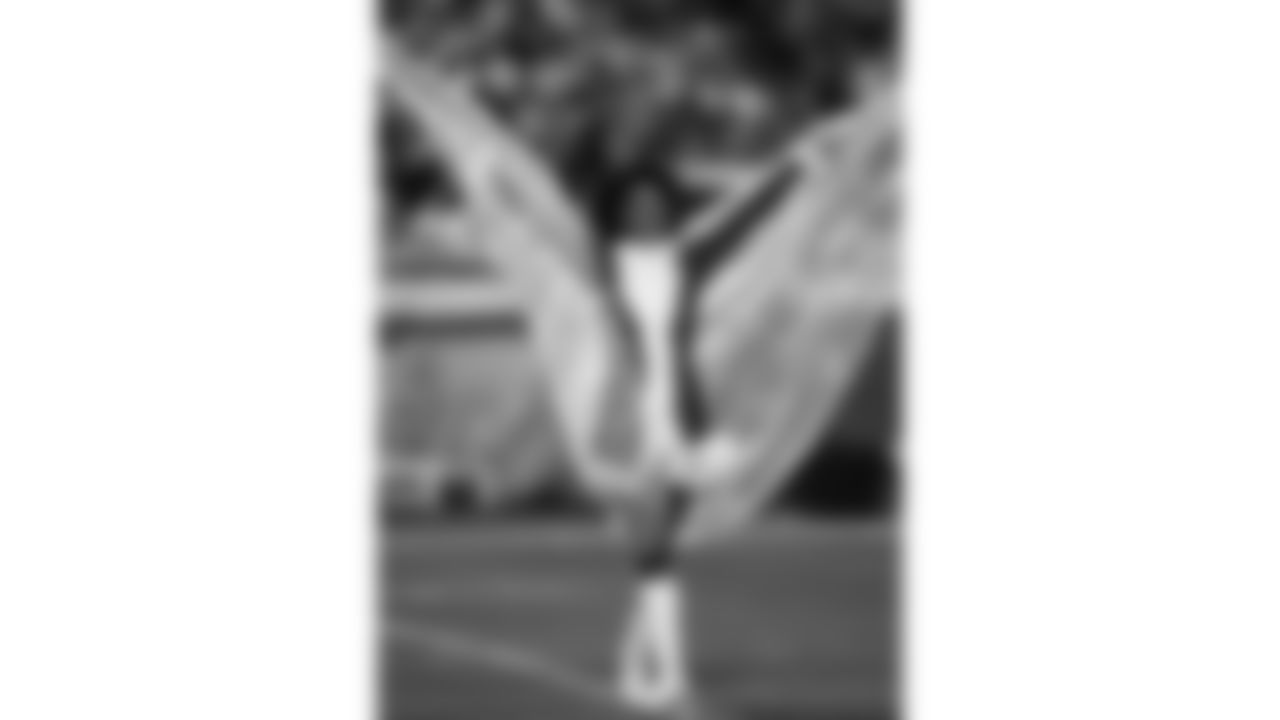 The Kansas City Chiefs Cheerleaders and Entertainment teams during a week 17 NFL Football game against the Denver Broncos on December 25, 2025 in Kansas City, MO.