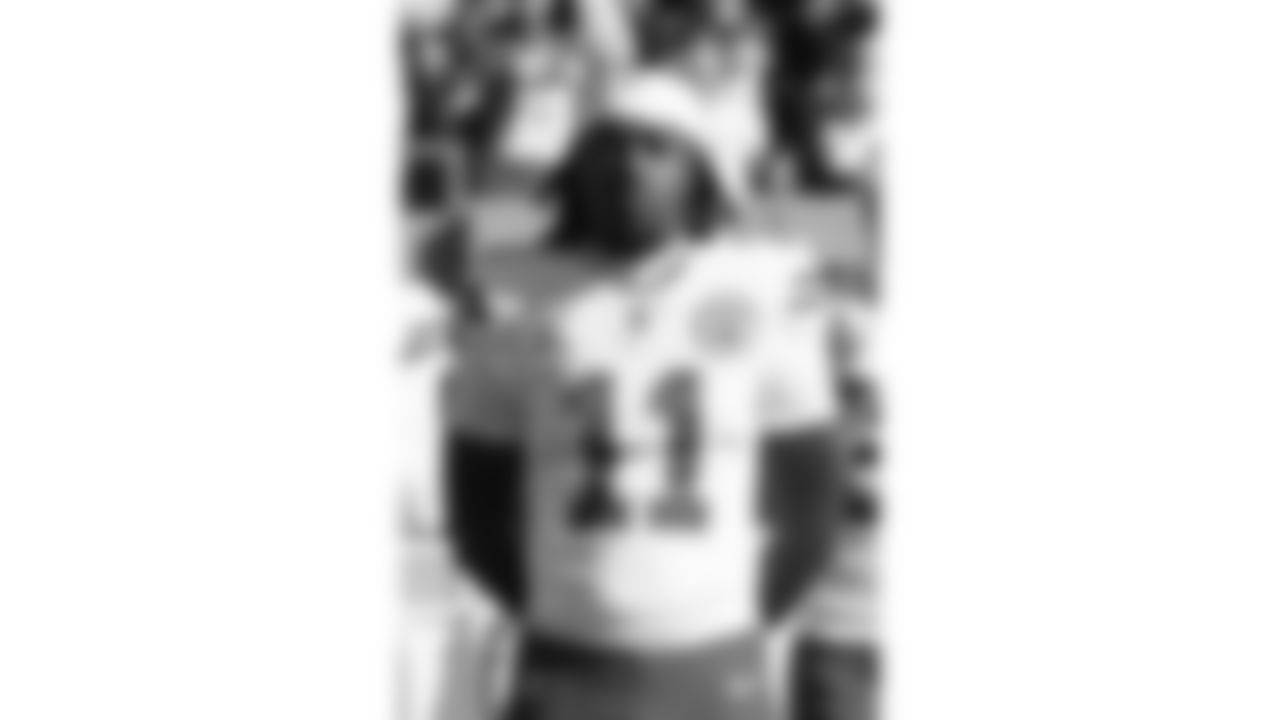 Kansas City Chiefs wide receiver Jalen Royals (11) during the National Anthem prior to a week 16 NFL Football game against the Tennessee Titans on Sunday, December 21, 2025 in Nashville, Tennessee.