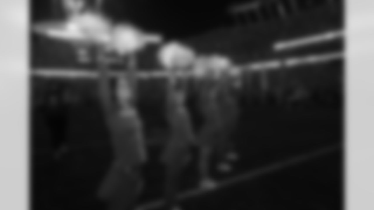 The Kansas City Chiefs Cheerleaders and Entertainment teams prior to a week 17 NFL Football game against the Denver Broncos on December 25, 2025 in Kansas City, MO.