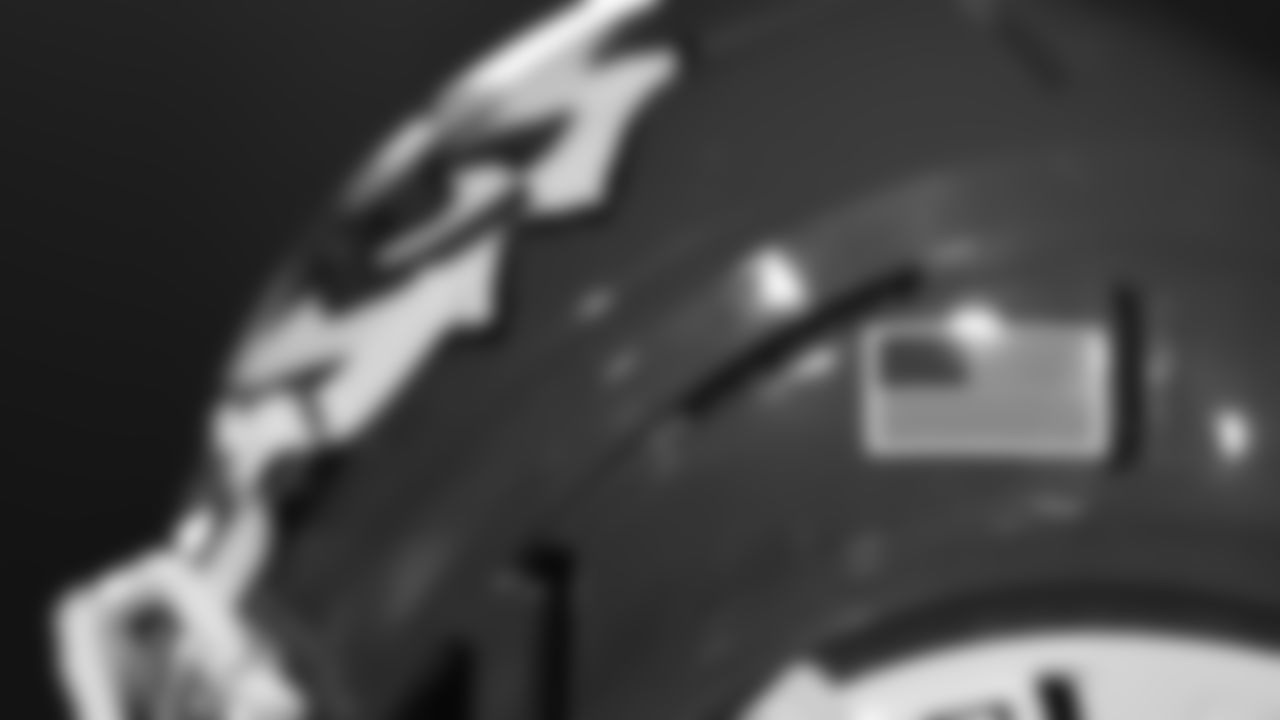 A helmet during a week 5 NFL football game against the Jacksonville Jaguars, Monday, October 6, 2025, in Jacksonville, FL.