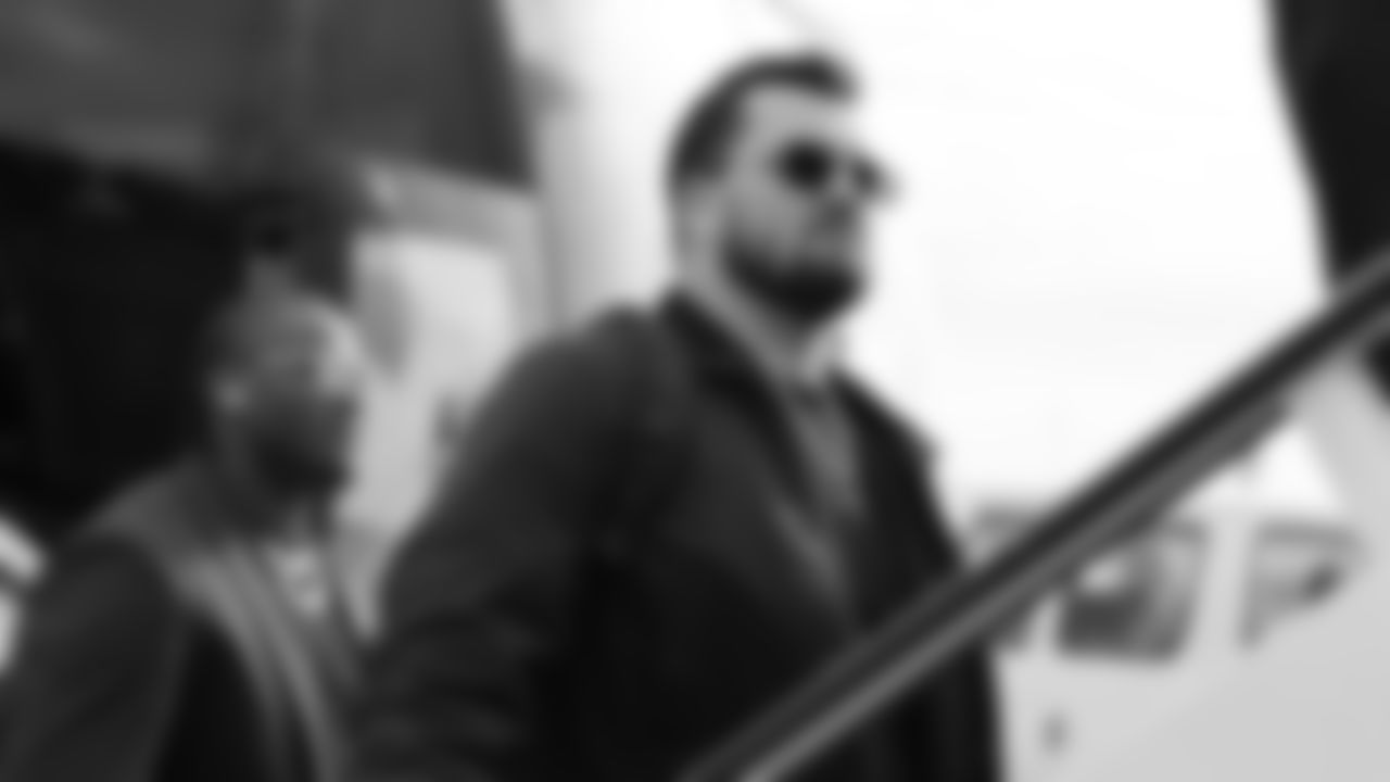 Kansas City Chiefs offensive tackle Chukwuebuka Godrick (72) and offensive lineman Mike Caliendo (66) travels for a week 16 matchup with the Tennessee Titans Saturday December 20, 2025.