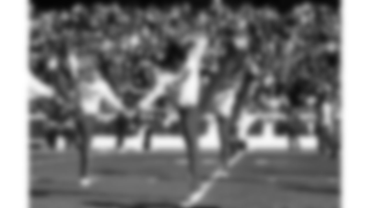 Kansas City Chiefs Cheerleaders on the field prior to a week 15 NFL Football game against the Los Angeles Chargers on Sunday, December 14, 2025 in Kansas City, MO.