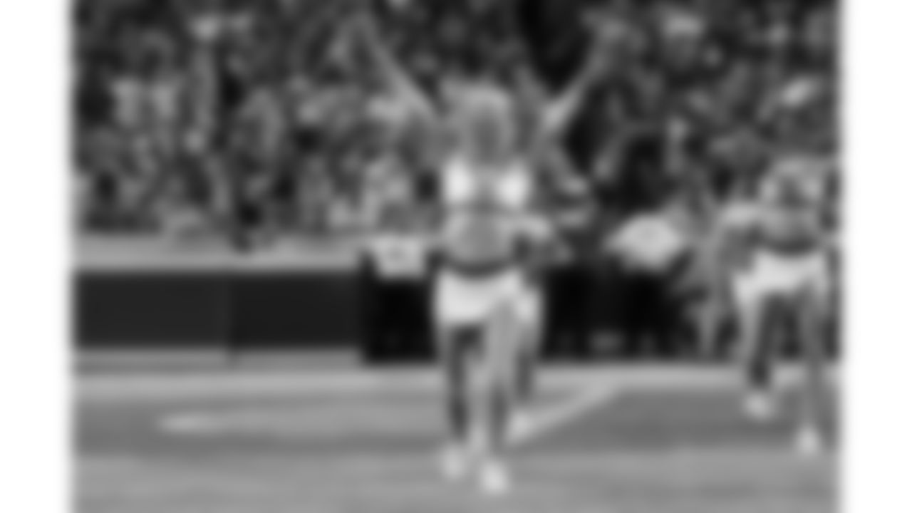 A Kansas City Chiefs Cheerleader during the week 6 NFL football game against the Detroit Lions, Sunday, October 12, 2025 in Kansas City, MO.