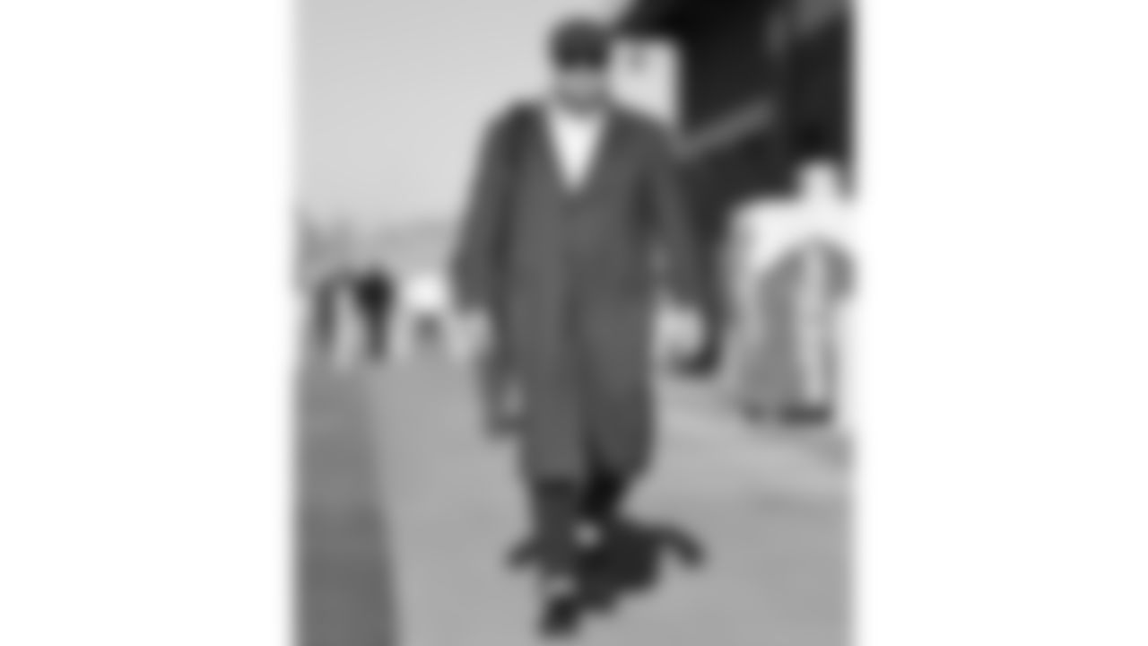 Kansas City Chiefs offensive lineman C.J. Hanson (61) arrives prior to an NFL week 15 matchup against the Los Angeles Chargers, Sunday December 14, 2025.