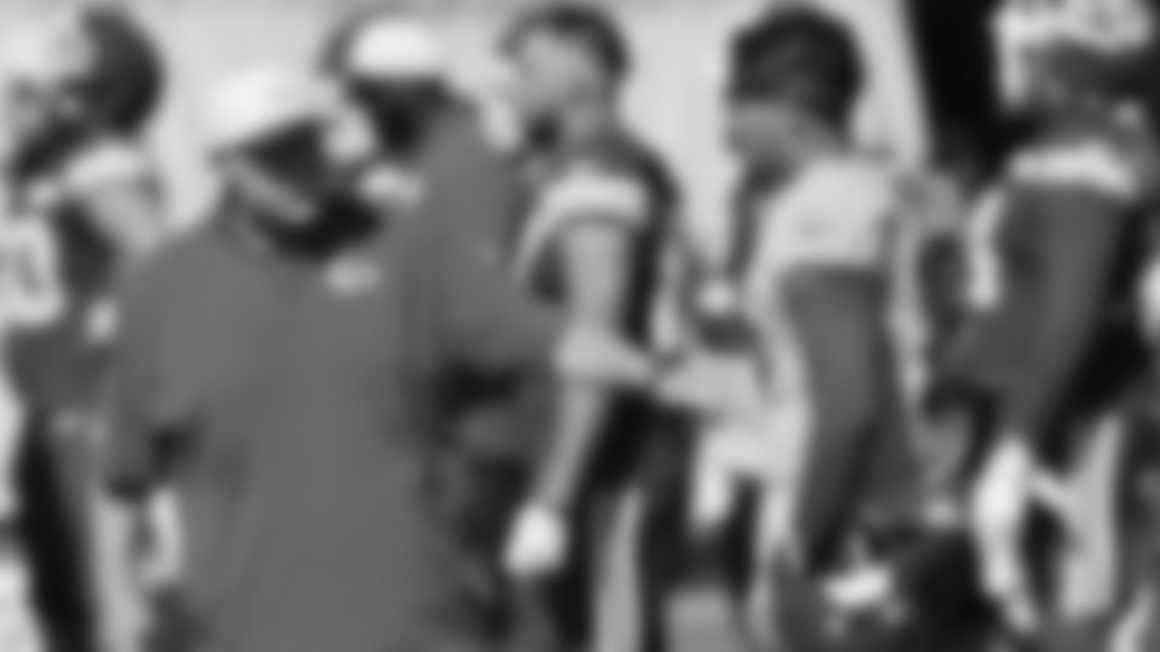 Kansas City Chiefs Head Coach Andy Reid and quarterback Patrick Mahomes (15) during day 7 of training camp on Tuesday July 29, 2025