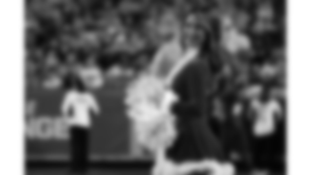 The Kansas City Chiefs Cheerleaders and Entertainment teams during a week 17 NFL Football game against the Denver Broncos on December 25, 2025 in Kansas City, MO.